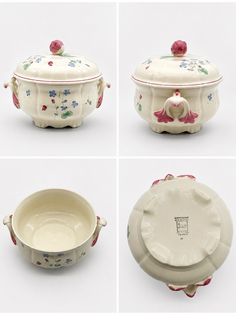 Longchamp Perouges French Hand-Painted Porcelain Round Tureen with Lid - Picture 3 of 3